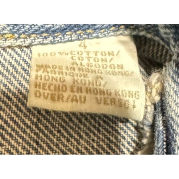 VTG BIKER DENIM TRUCKER JACKET SZ 4 BLUE CROPPED ASYMETRICAL ZIPPER WOMENS - Picture 4 of 5